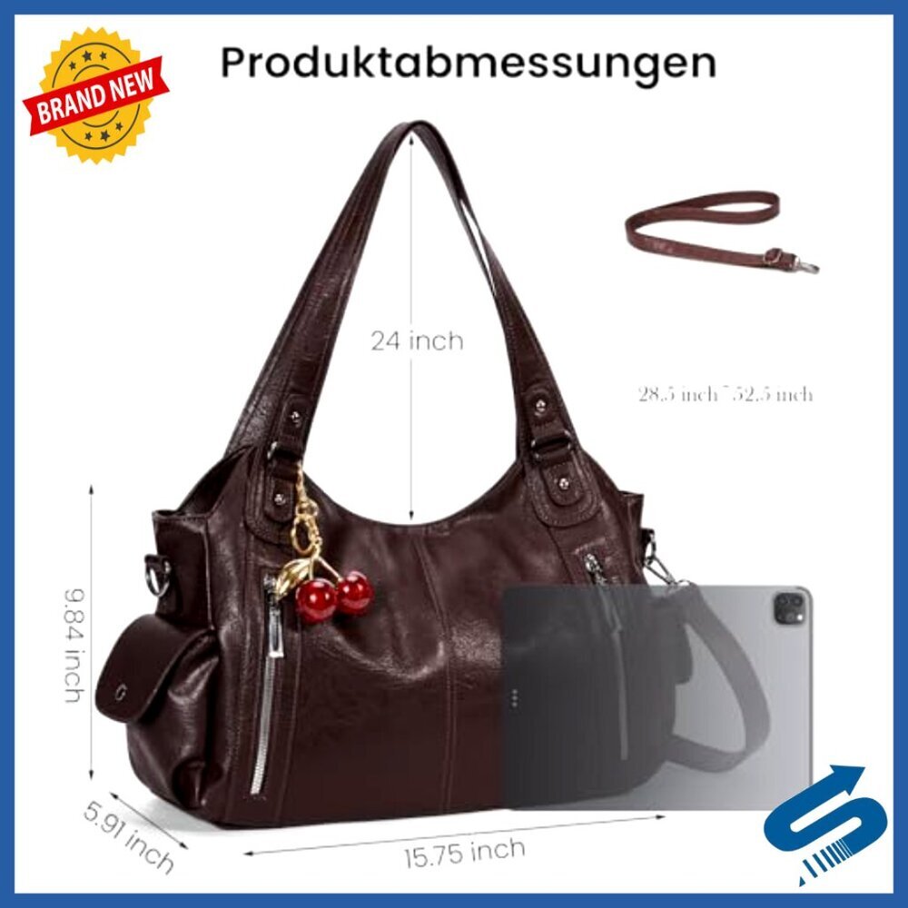 Slouchy Hobo Shoulder Bag Soft Leather Purse Punk Style Tote Crossbody Y2K - Picture 4 of 7